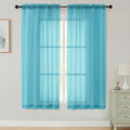 Sheer Curtains 63 Inch Length 2 Panels Set for Living Room Bedroom (Aqua / 42"W x 63"L (Pack of 2))