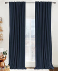 Linen Textured Total Blackout Curtains for Bedroom 84 Inches Long (Jet | Navy / 50"W x 84"L (Pack of 2))