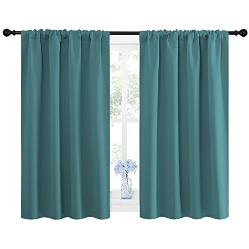Window Curtains Blackout Drapes (Sea Teal / 42"W x 45"L (Pack of 2))