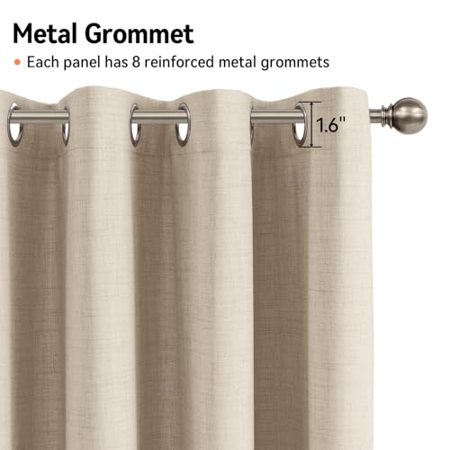 Linen Textured Total Blackout Curtains 84 Inches Long (Burl | Natural Flax / 50"W x 84"L (Pack of 2))