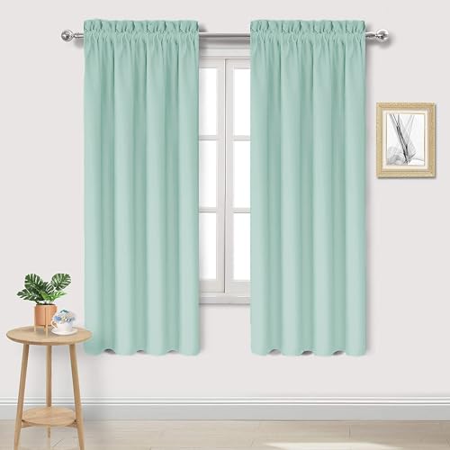 Blackout Curtains for Bedroom Living Room 42 x 63 Inch Long 2 Panels (Mint Green / 42"W x 63"L (Pack of 2))
