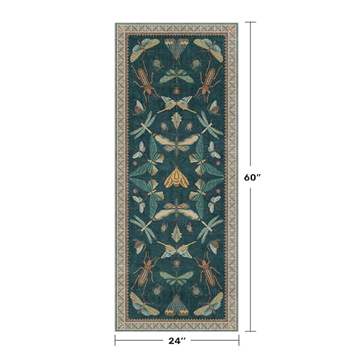 Brown and Green Kitchen Sink Runner Rug 2x5 (2' x 5' (Runner) / Teal)