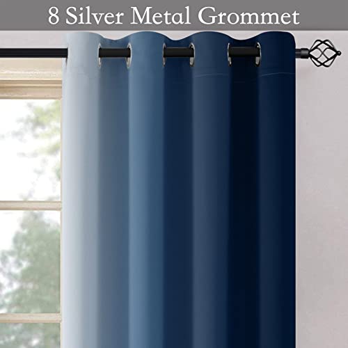 Ombre Blue to Grey White Curtains for Living Room 52Wx54L (52"W x 54"L (Pack of 2) / Blue)
