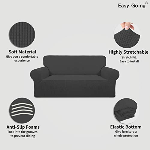 Stretch Oversized Loveseat Couch Covers Washable Dark Gray (Medium-XL Loveseat / Dark Gray)