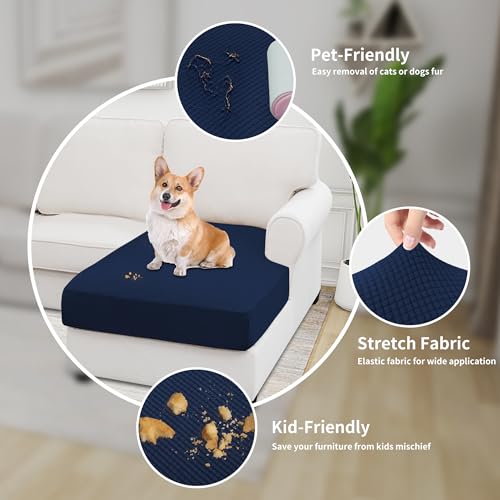 Stretch 1 Piece Chaise Lounge Cushion Slipcover (Chaise Cover / Navy)