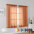 Orange Short Sheer Curtains 45 Inch Length for Small Windows (Orange / 42"W x 45"L (Pack of 2))