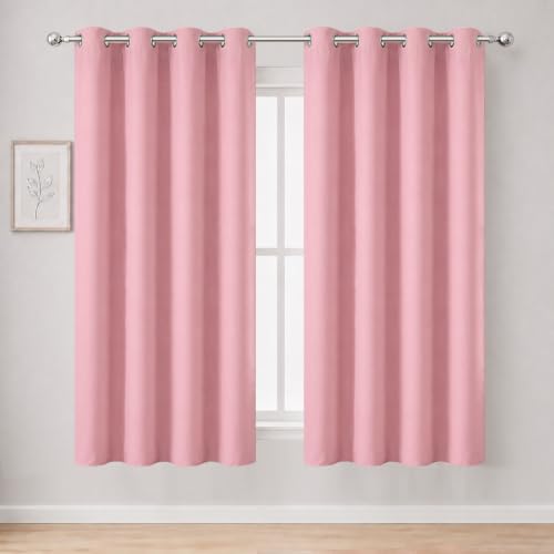 Pink Blackout Curtains 66 x 63 Inch Length (Pink / 66"W x 63"L (Pack of 2))