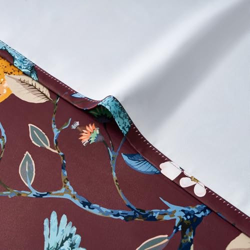 Rust Floral Curtains 96 Inches Long 2 Panels Unique Beige Luxury Elegant Colorful Euro Flower Hummingbird Patterned Rustic Vintage Grommet Drapes for Classroom Room Office Closet (Rust / 52"W x 96"L (Pack of 2))
