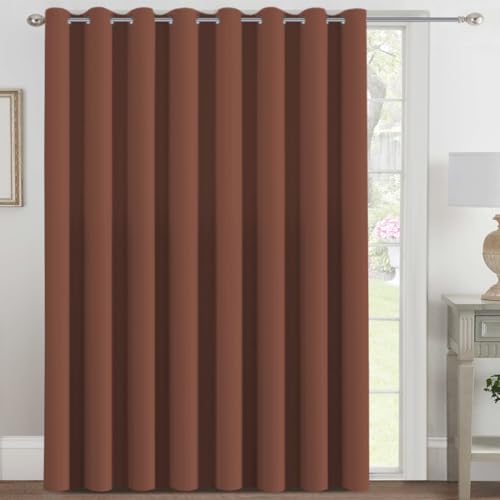 Blackout Patio Curtains 100 x 108 Inches for Sliding Door Extral Wide Blackout Curtain Panels Thermal Insulated Room Divider (100"W x 108"L (Pack of 1) / Washed Spice)