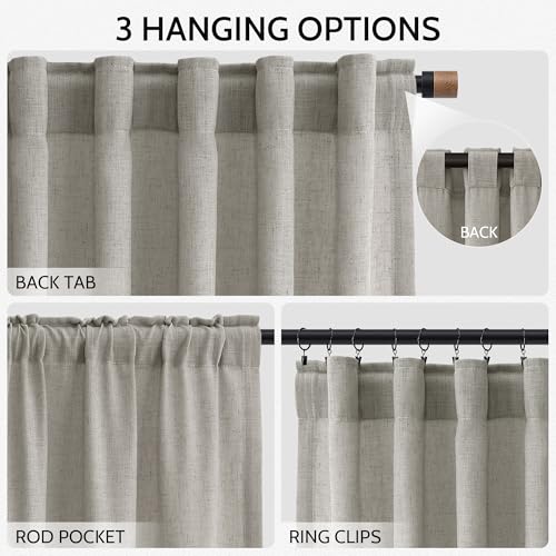 Silver Grey Linen Curtains 120 Inch Extra Long for Living Room Back Tab Light Filtering Semi Sheer Drapes Modern Farmhouse Boho Textured Curtain for Floor to Ceiling High Window 52x120 (52"W x 120"L (Pack of 2) / Silver Grey)