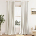 Extra Long 100% Blackout Linen Curtains for Bedroom 110 Inches Long Natural Cream Black Out Curtain Back Tab Thermal Insulated Room Darkening Window Drapes for Living Room 2 Panels Beige Ivory 52x110 (Cream / 52"W x 110"L (Pack of 2))