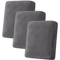 Velvet Stretch Couch Cushion Cover Plush Cushion Slipcover for Chair Loveseat Sofa Cushion Furniture Protector Seat Cushion Sofa Cover (Grey / 3 Cushion Sofa)