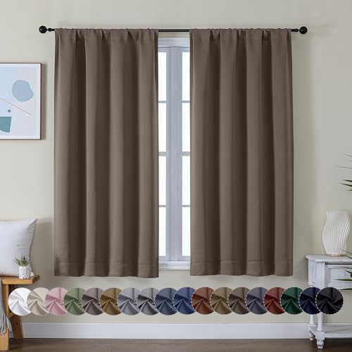 Ava Brown Short Blackout Curtains for Bedroom 54 Inches Long 2 Panels Set (Brown / 40"W x 54"L (Pack of 2))