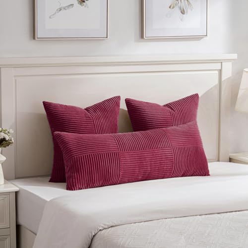 2 Packs Burgundy Red Decorative Throw Pillow Covers 20x20 Inch for Living Room Couch Bed Sofa (Burgundy / 20" x 20" (Pack of 2))
