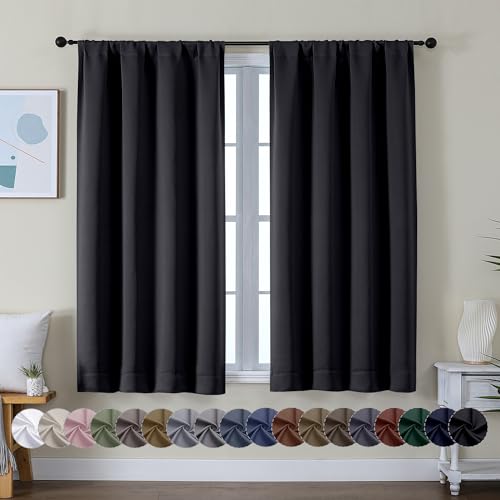 Ava Halloween Black Short Blackout Curtains for Bedroom 54 Inches Long 2 Panels Set (Black / 40"W x 54"L (Pack of 2))