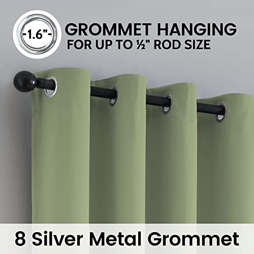 Sage 100% Blackout Curtains Room Darkening Living Room 63 Inch (Sage / 52"W x 63"L (Pack of 2))