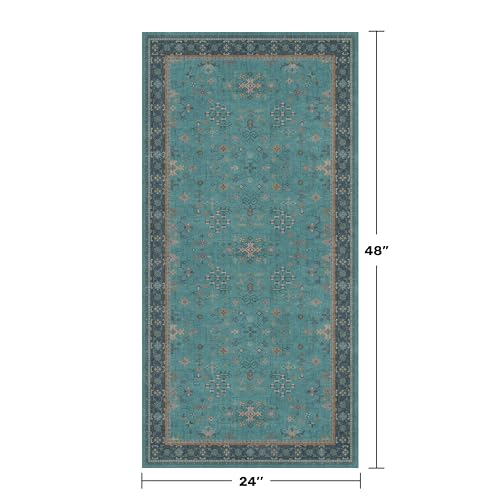 2x4 Washable Teal Throw Rugs for Entryway Indoor (2' x 4' (Rectangular) / Emerald Teal)