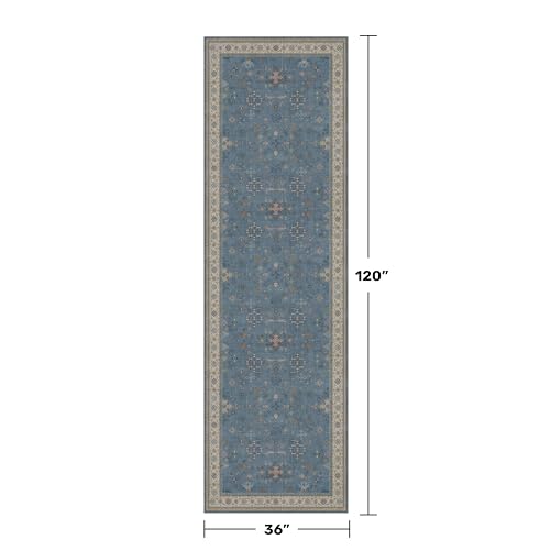 Washable 10ft Long Hallway Runner Rug Blue (3' x 10' (Runner) / Dusty Blue)