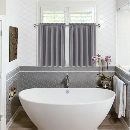 Short Blackout Curtains 60 x 36 Inch Long for Kitchen RV Bunk Grey (Grey / 60"W x 36"L (Pack of 2))