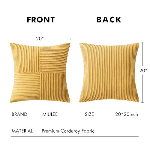 Golden Mustard Decorative Throw Pillow Covers for Couch 20x20 Inch (20" x 20" (Pack of 2) / Golden Mustard)