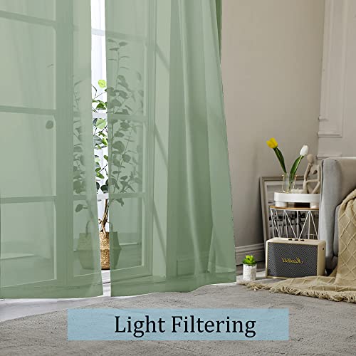 Sheer Curtains (Sage Green / 42"W x 84"L (Pack of 2))