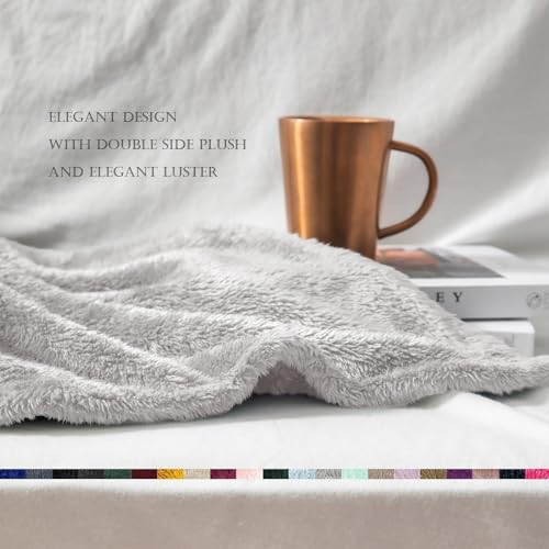 Fuzzy Plush Fleece Bed Blanket King Size (Light Grey / 104x90 IN)