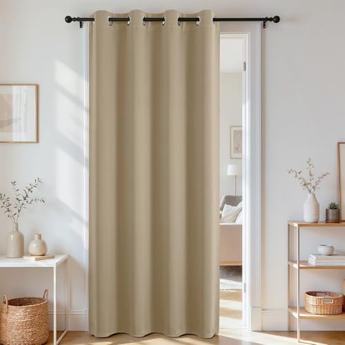 Door Curtain Blackout Curtains for Doorway Privacy Closet Drapes (Light Beige / 52"W x 84"L (Pack of 1))