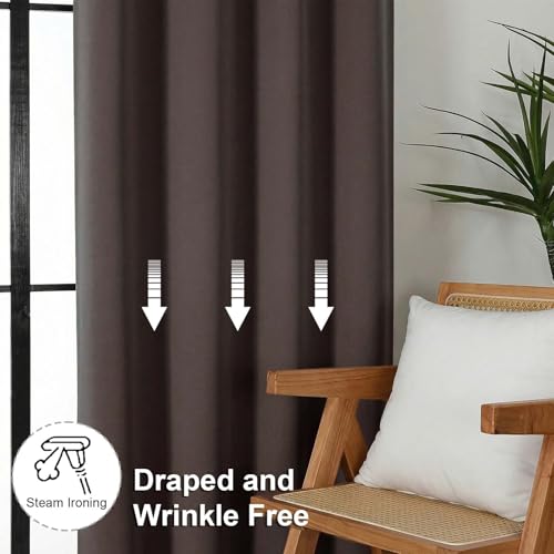 Ava Chocolate Blackout Curtains for Bedroom 96 Inches Long 2 Panels (Chocolate / 40"W x 96"L (Pack of 2))