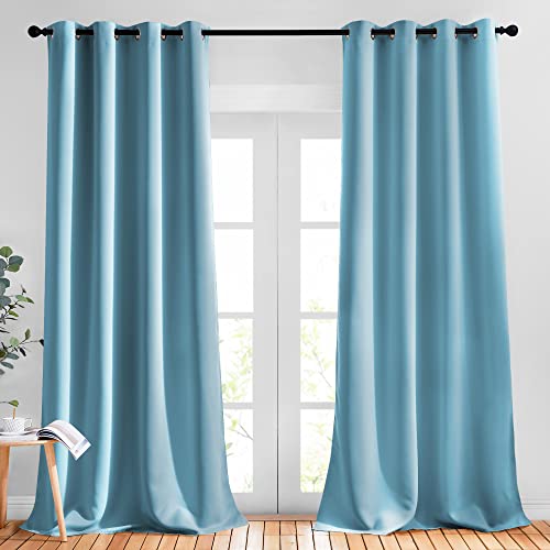 Blackout Living Room Curtains Teal Blue (Teal Blue / 52"W x 90"L (Pack of 2))