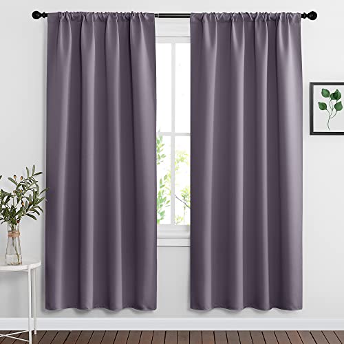 Blackout Curtains for Bedroom Living Room Nursery 72 inches Long (Greyish Purple / 42"W x 72"L (Pack of 2))