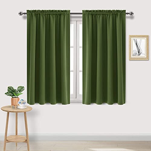 Blackout Curtains for Bedroom 42 x 54 Inch Long Olive Green 2 Panels (Olive Green / 42"W x 54"L (Pack of 2))