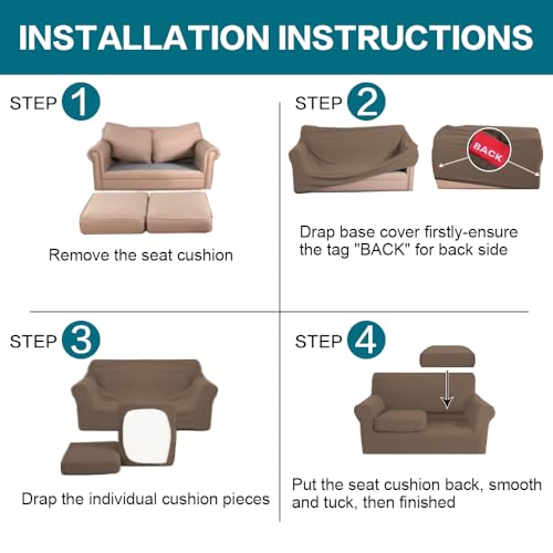 3 Piece Sofa Covers for 2 Cushion Couch Sofa Slipcover Soft Couch Cover for Dogs (Sofa (2 Cushion) / Macchiato)