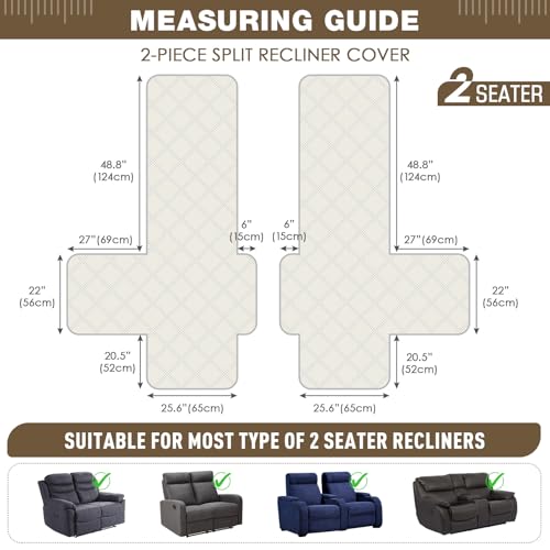 100% Waterproof Loveseat Recliner Covers 2 Seater (Camel / 2 Seater Standard)