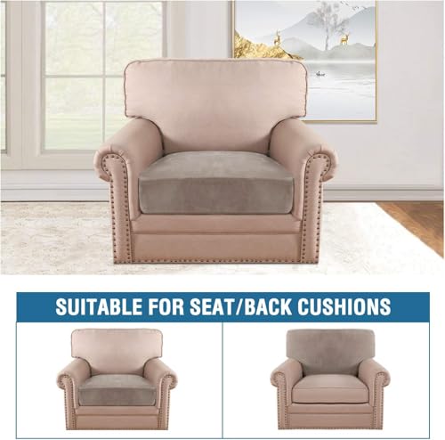 Velvet Stretch Couch Cushion Cover Plush Cushion Slipcover for Chair Cushion Furniture Protector Seat Cushion Sofa Cover (Taupe / 1 Cushion Armchair)