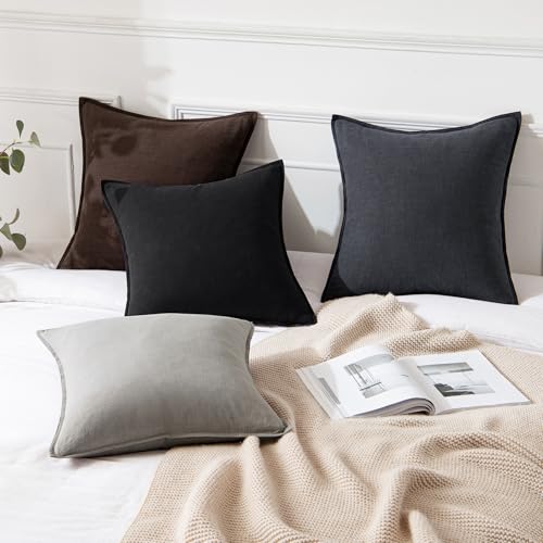 Decorative Linen Pillow Covers 20x20 Inch Light Gray (Light Gray / 20" x 20" (Pack of 2))