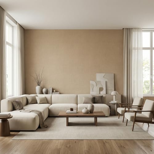 Grasscloth Peel and Stick Wallpaper 15.7in x 787.4in (15.7" x 787.4" / Khaki)