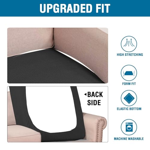 Super Stretch Individual Chaise Cover Sectional Couch Covers for L Shaped Sofa Both Left (Black / Chaise Cover)