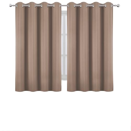 Blackout Curtains 66 x 54 Inch Long Cappuccino Curtains Set of 2 Panels Room Darkening Curtains for Bedroom and Living Room (Cappuccino / 66"W x 54"L (Pack of 2))