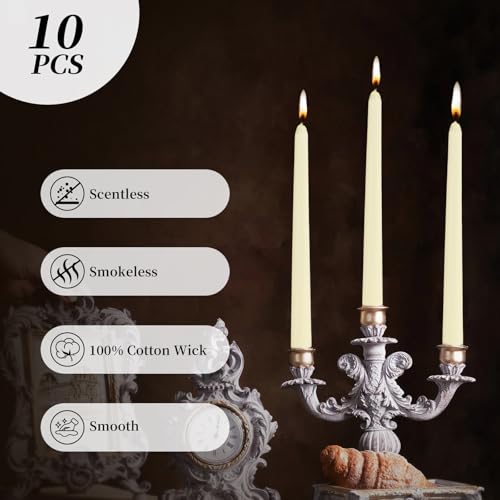 0.87×10 Inch Ivory Taper Candles (Ivory)