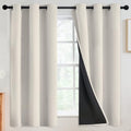 Cream 100% Blackout Curtains Room Darkening Living Room 63 Inch (Cream / 42"W x 63"L (Pack of 2))
