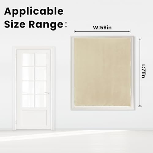 Self Adhesive Portable Blackout Curtains for Bedroom Easy to Install Window Thermal Lnsulated Kitchen Room Darkening Small Window Curtains (59"W x 71"L (Pack of 1) / Beige)