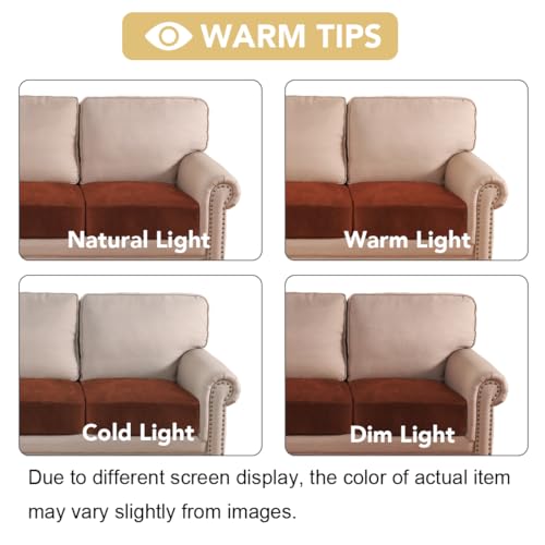 Velvet Stretch Couch Cushion Cover Plush Cushion Slipcover for Chair Loveseat Sofa Cushion Furniture Protector Seat Cushion Sofa Cover (Rust / 2 Cushion Loveseat)