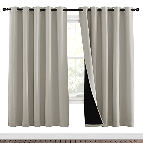 100% Blackout Window Curtain Panels (Natural / 70"W x 72"L (Pack of 2))