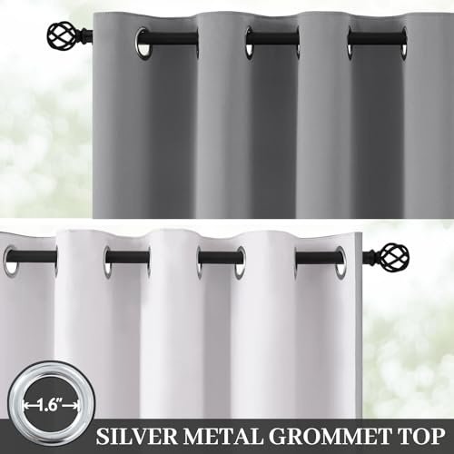 Dove Grey 100% Blackout Curtains 84 Inches Long 50" Wide 2 Panel (50"W x 84"L (Pack of 2) / Dove Grey With White Backing)