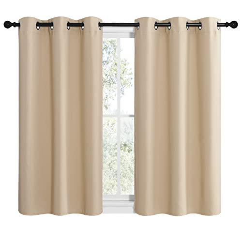 Room Darkening Curtain Panels for Cafe (Biscotti Beige / 42"W x 40"L (Pack of 2))