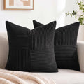 2 Packs Black Decorative Throw Pillow Covers 20x20 Inch for Living Room Couch Bed Sofa (Black / 20" x 20" (Pack of 2))