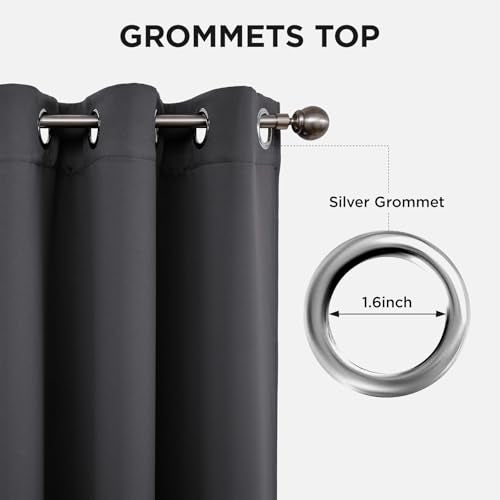 Blackout Curtains 108 Inches Long 1 Panel (Dark Grey / 70"W x 108"L (Pack of 1))