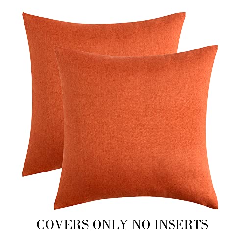 Decorative Outdoor Pillow Covers Fall 12x12 Orange (12" x 12" (Pack of 2) / Orange)