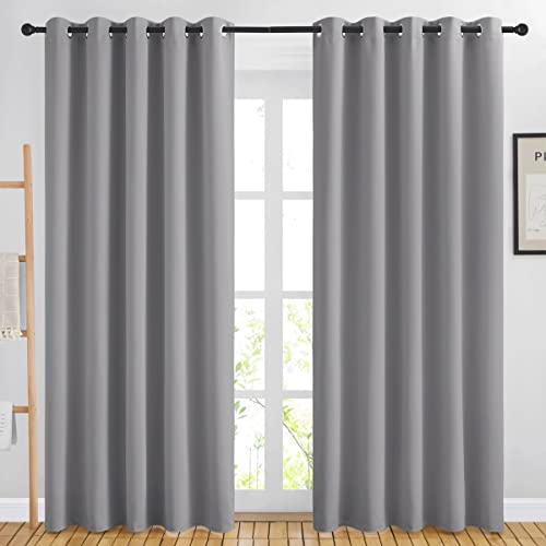 Room Darkening Silver Grey Curtains for Living Room (Silver Grey / 66"W x 84"L (Pack of 2))