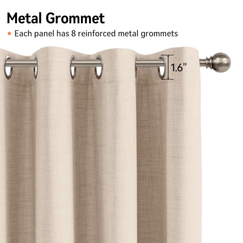 100% Blackout Linen Curtains 90 Inch Long 2 Panels Set (Burl | Oatmeal / 50"W x 90"L (Pack of 2))